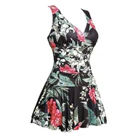 Plus Size One Piece Swimsuit Women 2022 Large Swimwear with Skirt One-Piece Swimdress Monokini Vintage Women's Bathing Suit Swim - Image 5