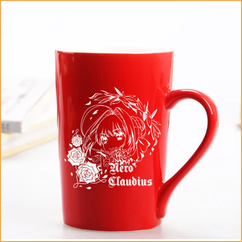 Аниме Fate Экстра последний Encore Saber Nero кружка чашка Косплей Harajuku чайная чашка для мужчин и женщин Повседневная керамическая кружка чашка+ ложка+ чашка крышка подарок