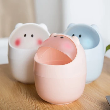 

New Mini Waste Bin Desktop Garbage Basket Cleaning Barrel Creative Small Desk Organizer Storage Dustbins Animal Trash Can Paper