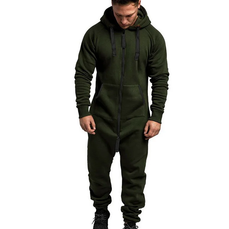 

WENYUJH Men's Suit Jumpsuit Garment Pyjama Winter Men Splicing Hoodie Sweatshirt Sets Loose Zipper Overalls Hombre Tracksuits