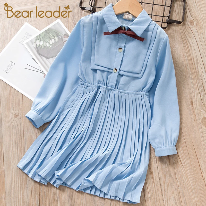 Bear Leader Girls Dresses New Brand Spring Kids Girl Princess Dress Chiffon Children Long Sleeve Bow Tie Winter Clothing | Детская