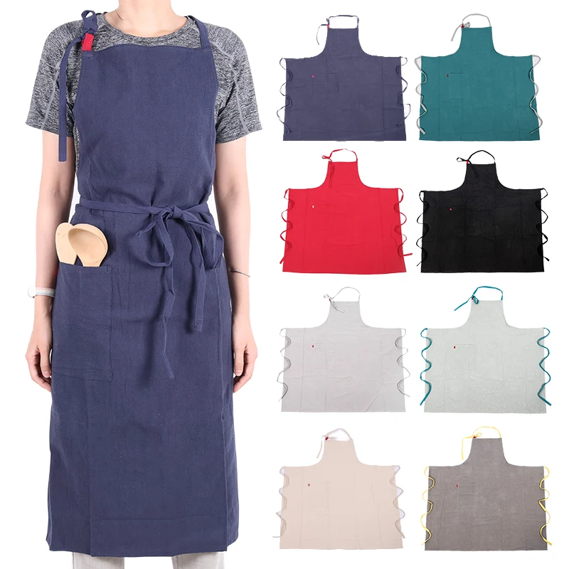 WEEYI Brief 100% Linen Apron Nordic Dress Skirt apron Coffee Shops And Flower Shops Work Cleaning Aprons For Woman Washable