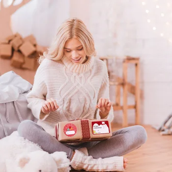 

24 Sheets Xmas Sealing Stickers Adhesive Stickers Writable Labels for Packaging