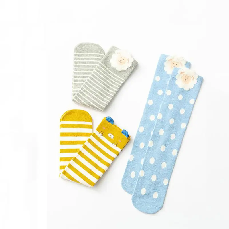 BalleenShiny/разноцветные носки для малышей с рисунками животных зимние и осенние полосатые длинные хлопковые носки в горошек для маленьких мальчиков и девочек