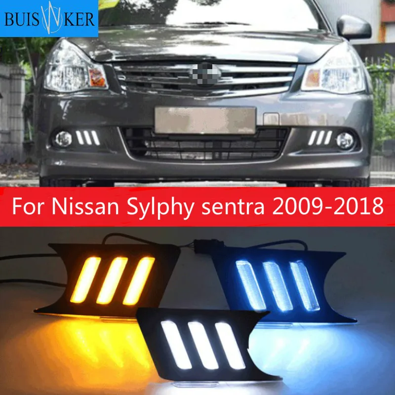 

1 комплект светодиодный DRL Дневной светильник Водонепроницаемый сигнальная лампа для Nissan Sylphy sentra X-Trail 2009-2018
