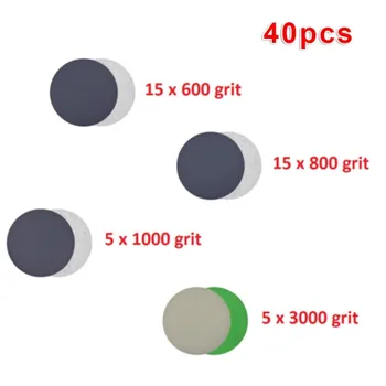 

40pcs Hook Loop Sandpapers 600 800 1000 3000 Grit Polishing Woodworking Furniture Mirror Finishing Wet Dry Sanding Discs