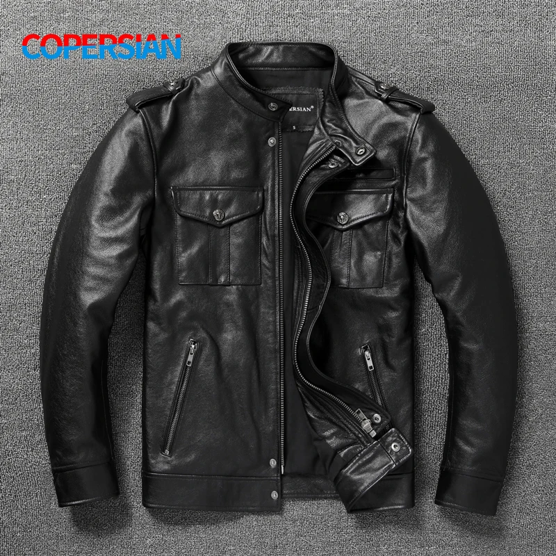 

Men's Top Leather Slim Fit Short Autumn and Winter Leather Jacket 6XL Oversized Motorcycle Coat