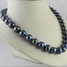 Подлинное ожерелье из таитянского Черного Жемчуга 8-9 мм 18 дюймов