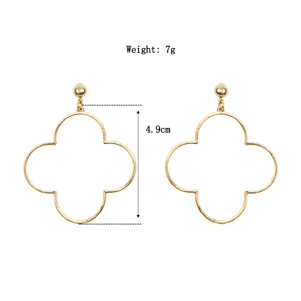 New Trend Simple Earrings For Women Vintage Gold Color Four Leaf Clover Shape Cute Fashion Jewelry (4)_副本