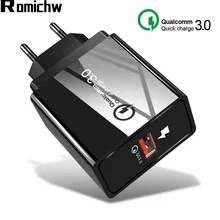 ROMICHW 3.0A Быстрая зарядка 3,0 быстрое зарядное устройство для iPhone X 8 samsung Xiaomi Redmi Note 7 Pro QC3.0 настенный адаптер для зарядки мобильного телефона