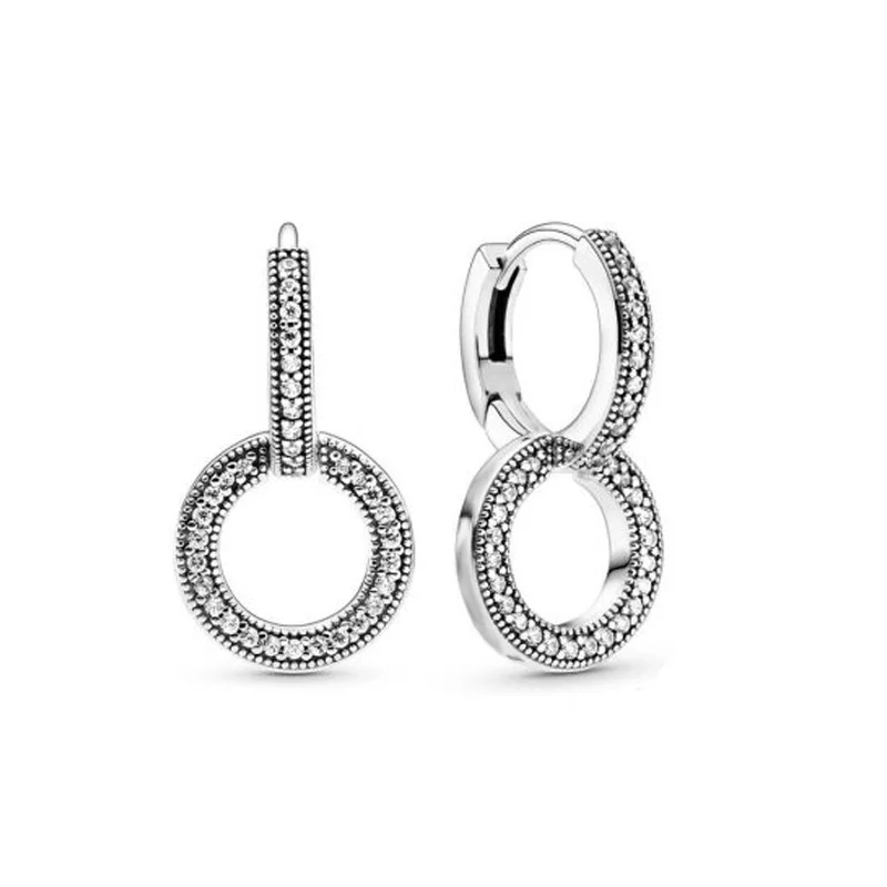 

Pre-autumn New 2020 Sparkling Double Hoop Earrings Women Jewelry Gift Cubic Zirconia Silver Zircon Third Party Appraisal Trendy
