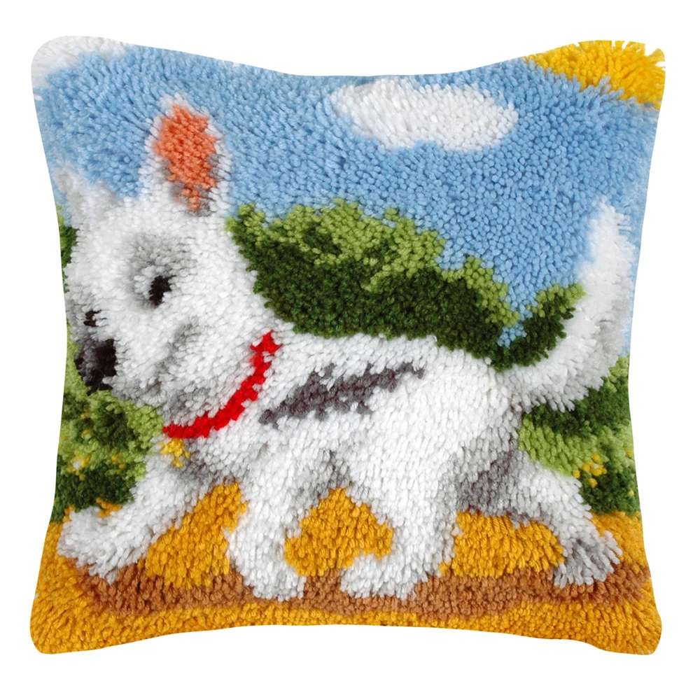 Latch Hook Kit Pillow Cover Diy Crochet Yarn Kits Hooking Pillow Cover