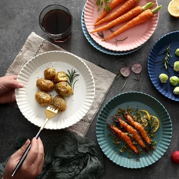 

Nordic Style Food Snack Dish Plate Ceramic Brief Lunch Dinner Dessert Fruit Plate Tray Oven Baking Plate Kitchen Tableware