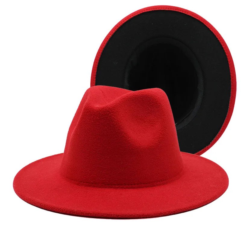 red wide brim hat men