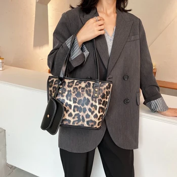 

Youth Ladies Simple Versatile Bag Retro Zebra Leopard Print Totes Women PU Leather Shoulder Bags Travel Handbags