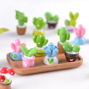 

5Pcs Miniature Cactus Potted Plant Figurines Moss Micro Landscape Decor Mini Fairy Garden Ornaments Resin Crafts Home Decoration