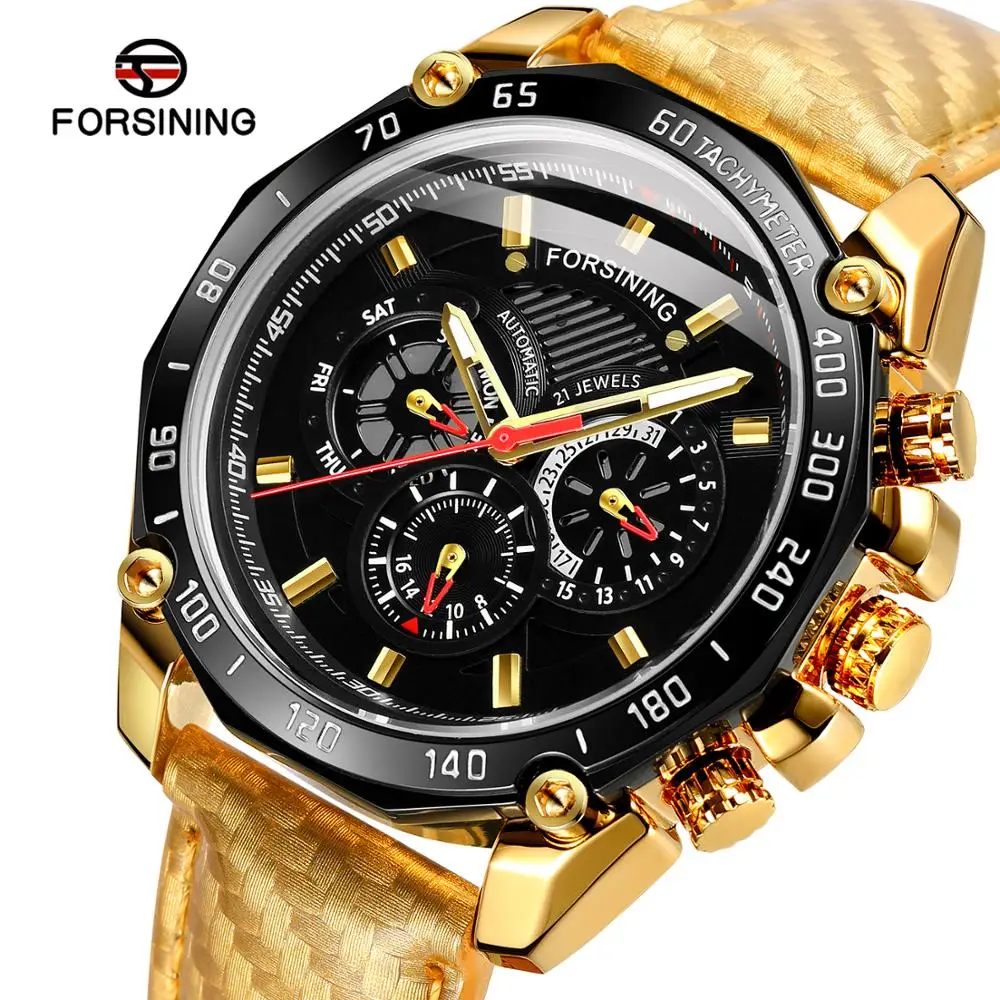 

Mens Watches Multifunction Automatic Mechanical Watch Business Wristwatch for men Leather Strap Men Relogio Masculino Forsining