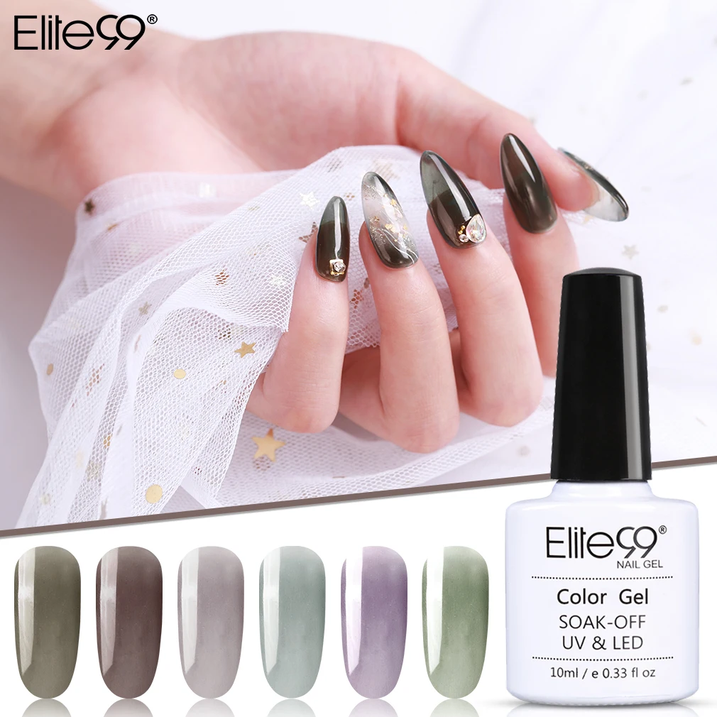 

Elite99 10ml Glacier Black Gel Varnish Soak Off Translucent Gel Nail Polish Semi-Permanent UV Varnish Nails Gel For Nail Art