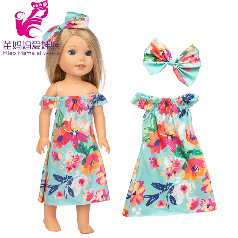 Платье для куклы Wellie Wishers 14 5 дюйма с бантом одежда Камиллы Ashlyn Kendall Emerson 38 см 40