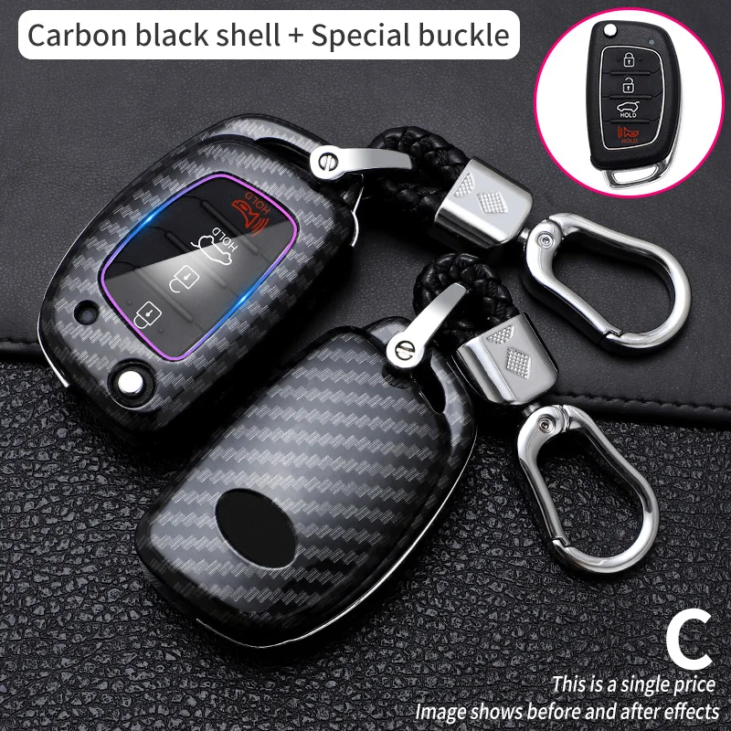 

ABS Carbon Fiber Car Remote Key Case Cover Fob For Hyundai Tucson ix25 ix35 i30 i40 Creta Fe Solaris Elantra Santa Verna Mistra