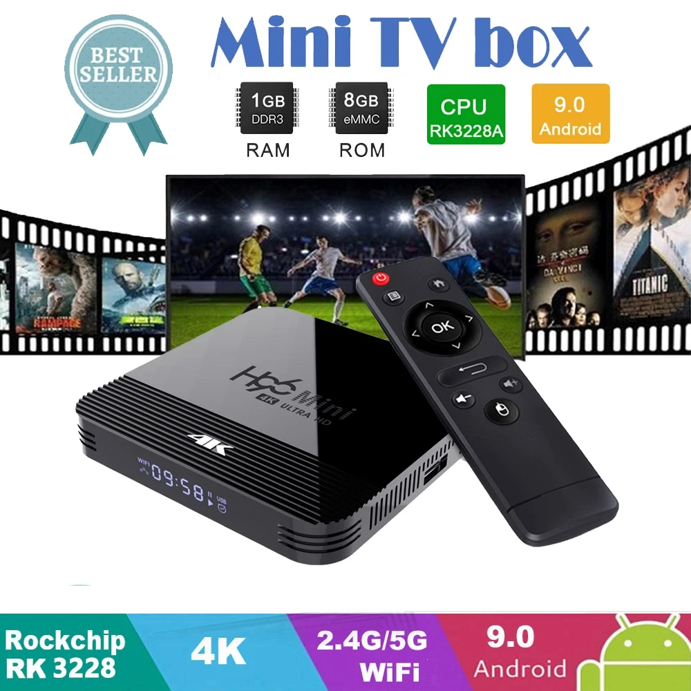 Smart tv Box H96 Mini H8 Smart Android tv Box Android 9,0 RK3228A пятиядерный процессор 2 Гб 16 Гб USB 3,0 4K 3D HDR 2,4G/5G Wifi телеприставка