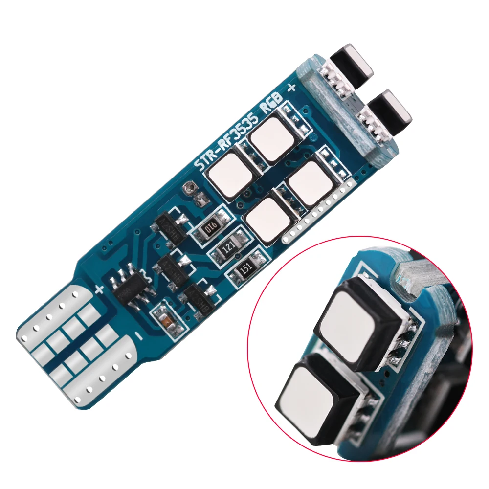 RGB T10 W5W LED ���� 3528 10SMD ���� ��Ʈ�ѷ� ���̼��� �÷���Ʈ ���� ��ȣ ���� �б� �� ��ä�ο� ��Ʈ�κ� �÷��� 12V