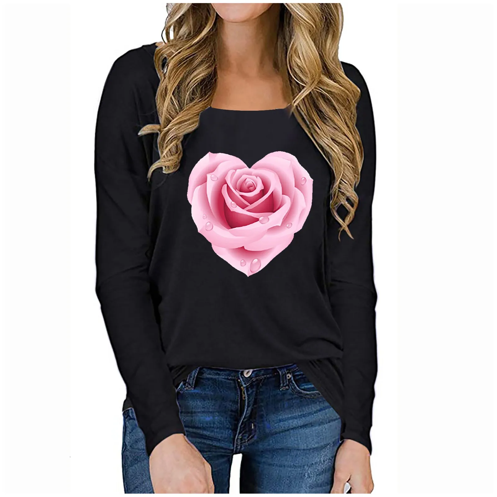 Fashion Blouse 2021 Women Letter Valentine's Day Print Long Sleeve  Novelty Graphic Tops blouses blusas mujer рубашка женская 2