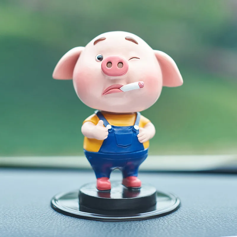  Shaking Head Cool Pig Design Car Ornaments Car Toy Shaking Head Car Dashboard Decoration Car Access