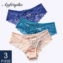 Underwear Women Sexy Lace Panties Briefs For Girls Ladies Bikini Transparent Lingerie Panties Woman Underwear 3 Piece Aofeiqike