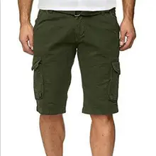 Мужские Мульти-карманные камуфляжные спортивные карго шорты пятые брюки с поясом на талии