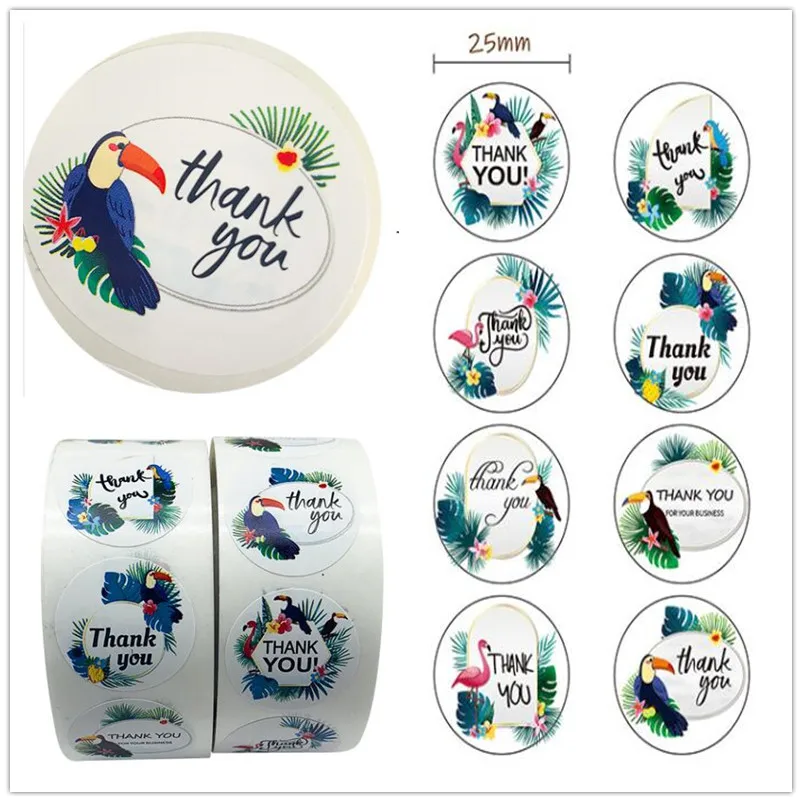 500 европейский и американский стиль наклейка спасибо лесные птицы этикетки для