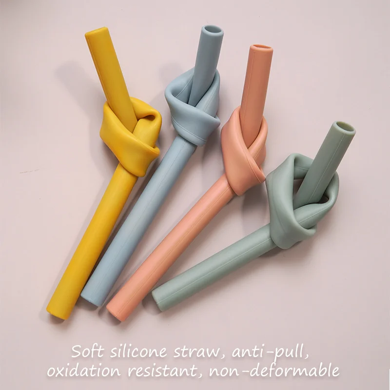Reusable Solid Color Silicone Straws Food Grade Foldable Flexible Bent Straight Drinking Straws Kids' Party Supplies Bar Tools 4