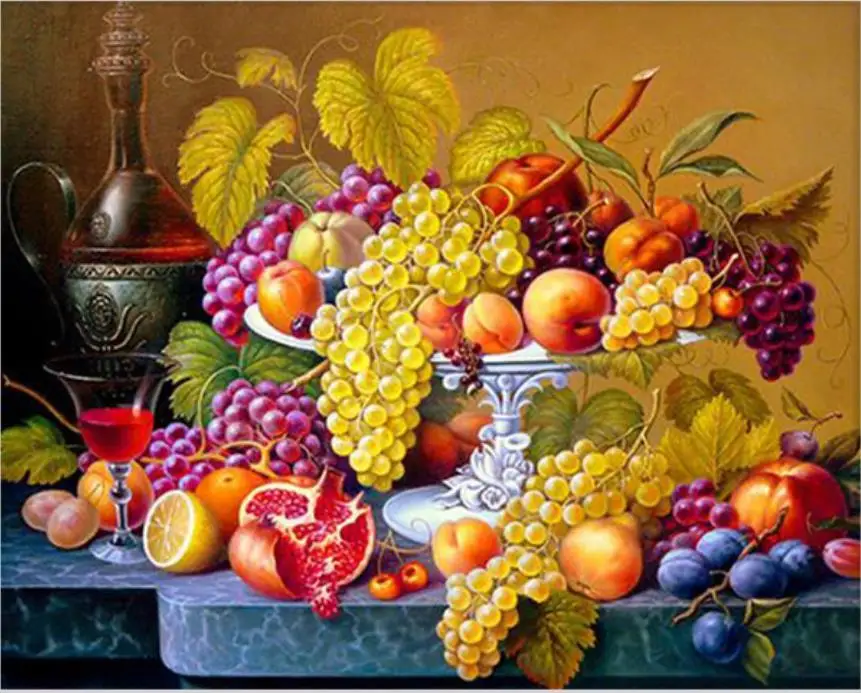 

Fruit Diamond Embroidery Kitchen Wall Decor Rubik's Cube Square Diamond Painting Crystal Mosaic Picture of Rhinestone