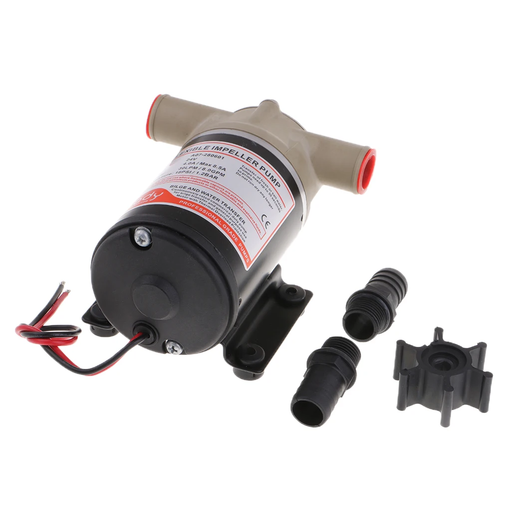 DC 24Volt 8.0 GPM Portable Water Puppy Bilge/Sump Flexible Impeller Pump for Boat Marine, 8.5-Amp