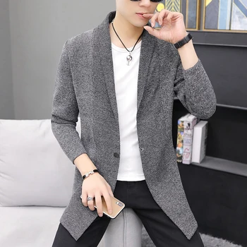 

2019 New Winter Spring slim Sweater Men Thick Wool Blend Full Sleeves Solid Cardigans Male Outwear Sweatercoat Knit sweaters