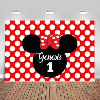 

Vinyl Photo Background Cute Mickey Minnie Mouse Siluette White Spots Birthday Party Diy Custom Photo Backdrop Background