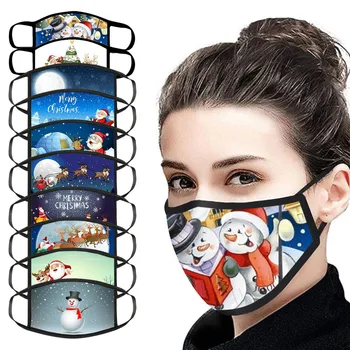 

Christmas Reusable Face Mask Mouth Cover Breathable Mouth Mask Washable Windproof Face Shield Cloth mondmaskers Tapabocas
