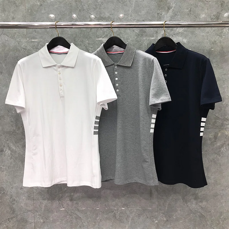 

TB THOM Men T-Shirts Summer Fashion Brand Men's Clothing Fine Cotton Pique Side Insert Stripe High Quality Wholesale TB T-Shirts