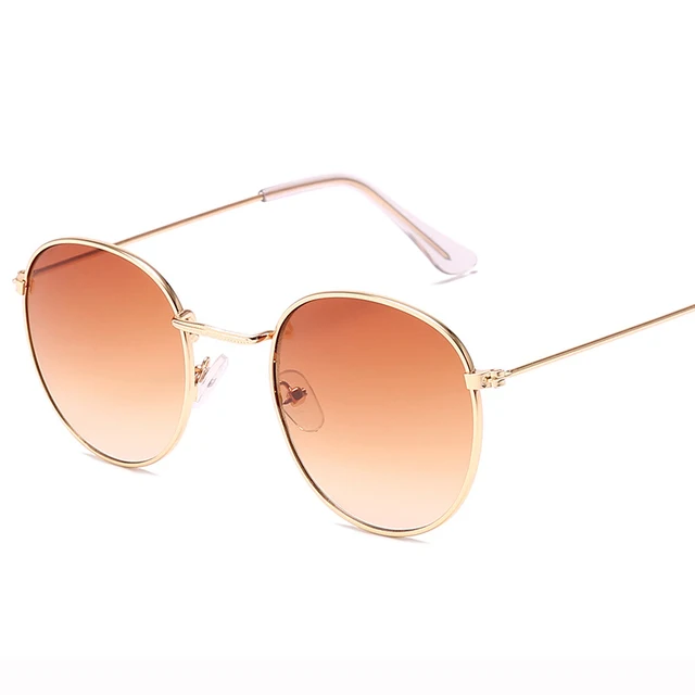 LeonLion 2021 Fashion Retro Sunglasses Men Round Vintage Glasses for Men/Women Luxury Sunglasses Men Small Lunette Soleil Homme GoldDoubleTea