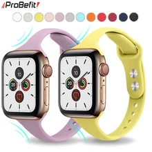 Мягкий тонкий силиконовый спортивный ремешок для Apple Watch 5 4 3 2 1 38 мм 42 мм, резиновый ремешок для часов Iwatch series 5 4 40 мм 44 мм