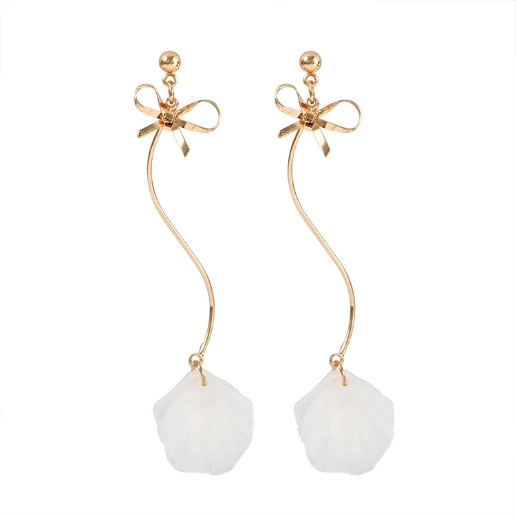 

Gold S Shape Long Tassel Earrings Statement Fashion Bowknot Simulated Pearl Petal Dangle Drop Earrings for Women Jewelry Brincos