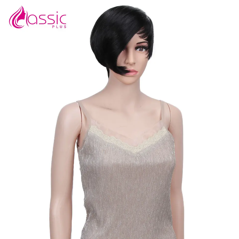 Classic Plus14" Synthetic Wigs For Black Women Short Straight For Black Women Heat Resistant 3 Color Nature Wig African American