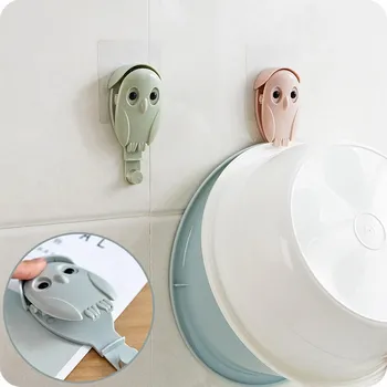 

Cute Owl Clip-type Plastic Washbasin Hook Free Punch Bathroom Washbasin Storage Hook Wall Hanging Sticky Hook