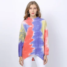 Multicolor Printing Round Neck Knitting Woman Sweater Bat Sleeve Loose Casual Ladies Pullover Autumn Winter Clothes 2020 Truien
