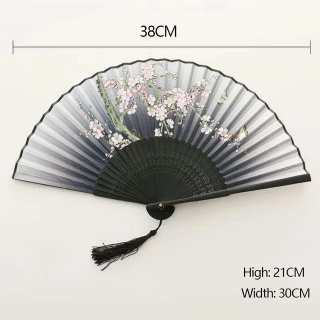 Vintage Silk Folding Fan Retro Chinese Japanese Bamboo Hand Folding Fan Dance Hand Fan Home Decoration Ornaments Craft Gift Fan 3