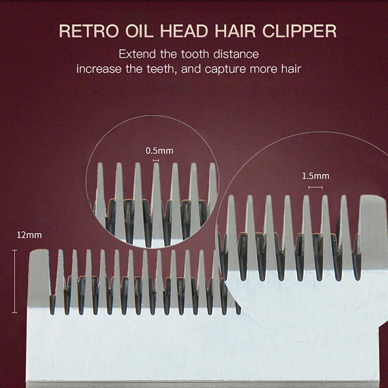  High-power professional hair clipper retro oil head electric clipper push white lettering electric 