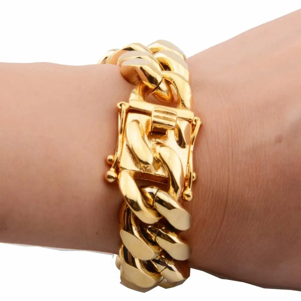 Elegant Gold/Rose Gold Stainless Steel Cuban Link Bracelet