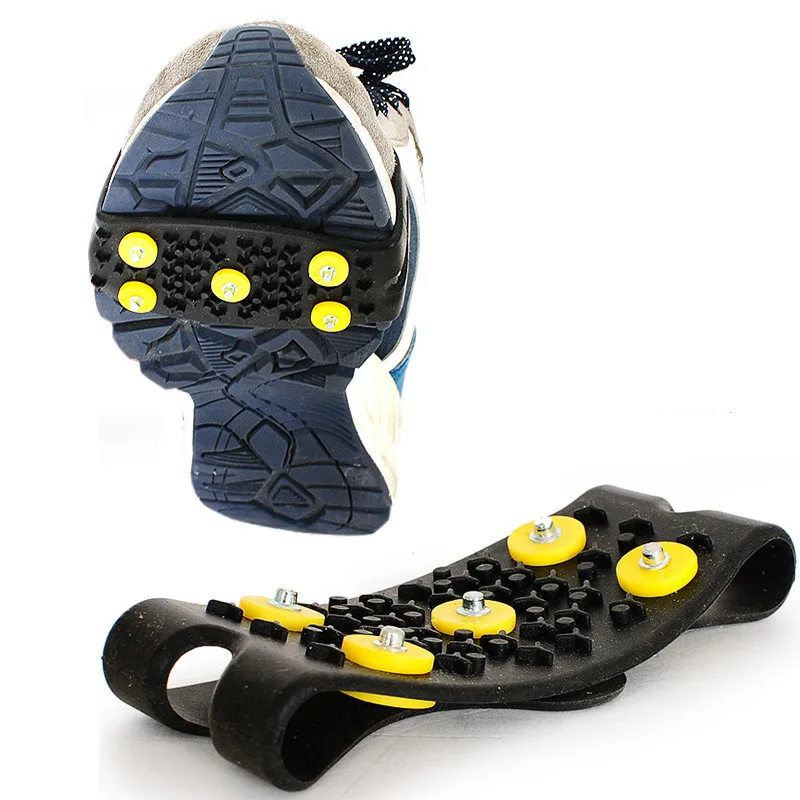 1 Pair 5-Stud Snow Ice Claw Climbing Anti Slip Spikes Grips Crampon Cleats Shoes Cover for Women Men Boots Cover Size 35-43 ice gripper spike climbing crampons