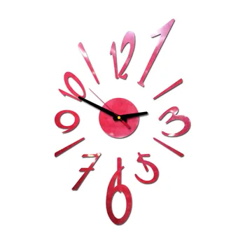 

Novelty 3D Mirror Surface Wall Clock Electronic Clock Stickers DIY Creative Wall Mounted Clock for Home Office Decoration #LR2