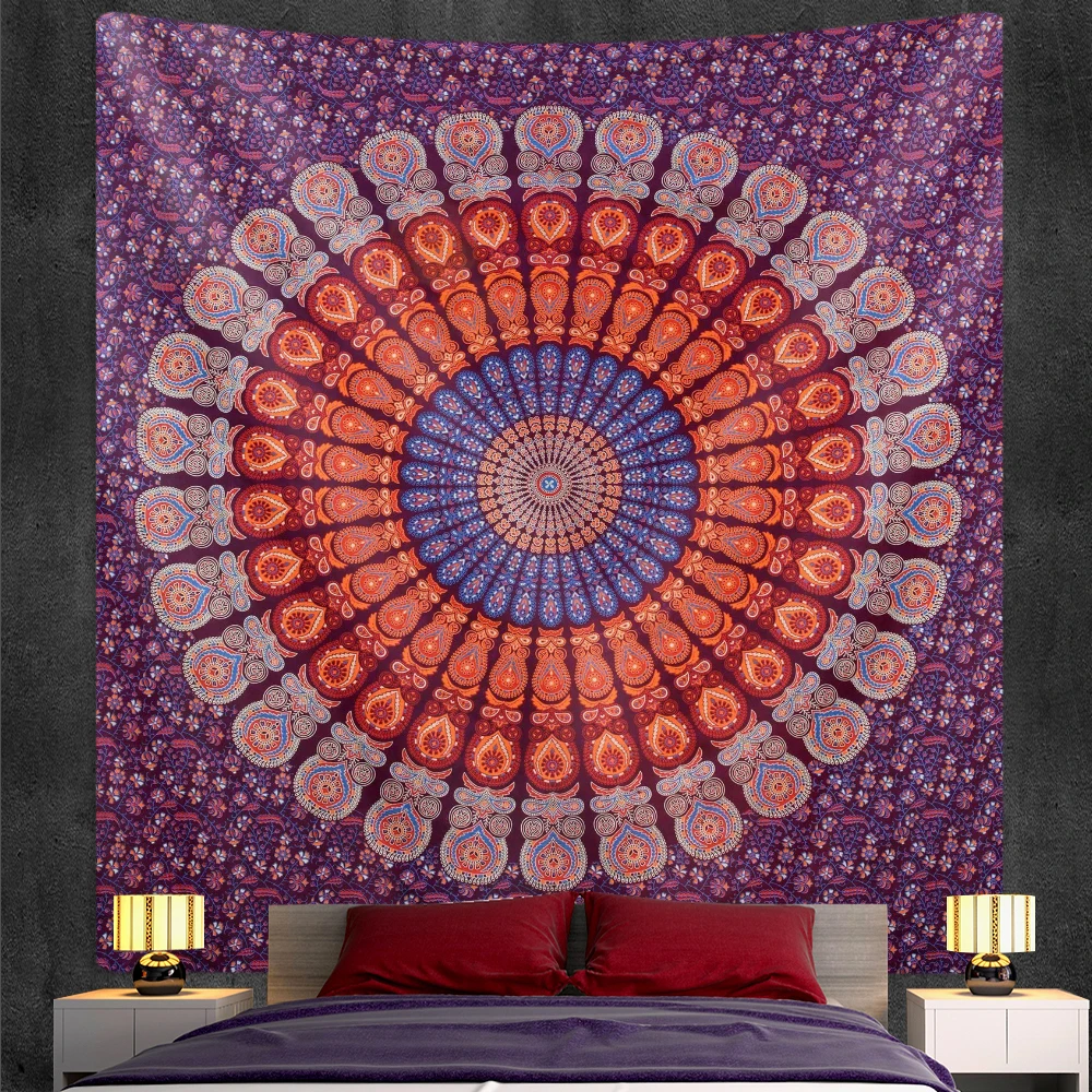 Indian Tapestry Home Decoration Illusion Scene Mandala Tapestry Hippie Bohemian Decorative Yoga Sheet Quilt Cover Yoga Mat tapestry decor